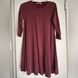 Long Sleeve Burgundy Dress